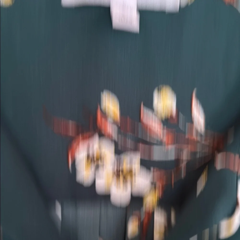 DR2 Floral Blouse - Dark Green with White and brown Accents - Picture 2 of 4